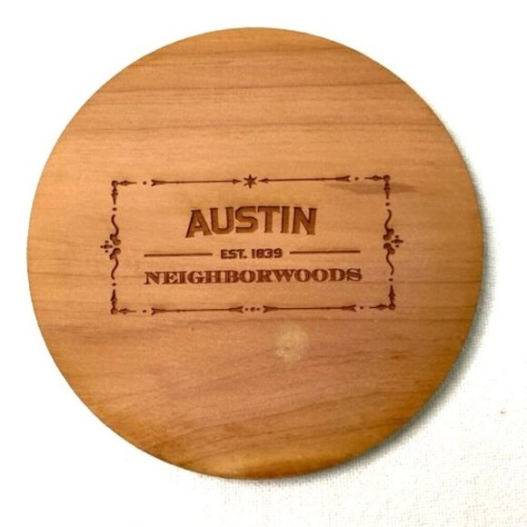 Neighborwoods Wood Coasters Austin Texas Set of 4 Made in USA 3.5" D - Picture 7 of 7